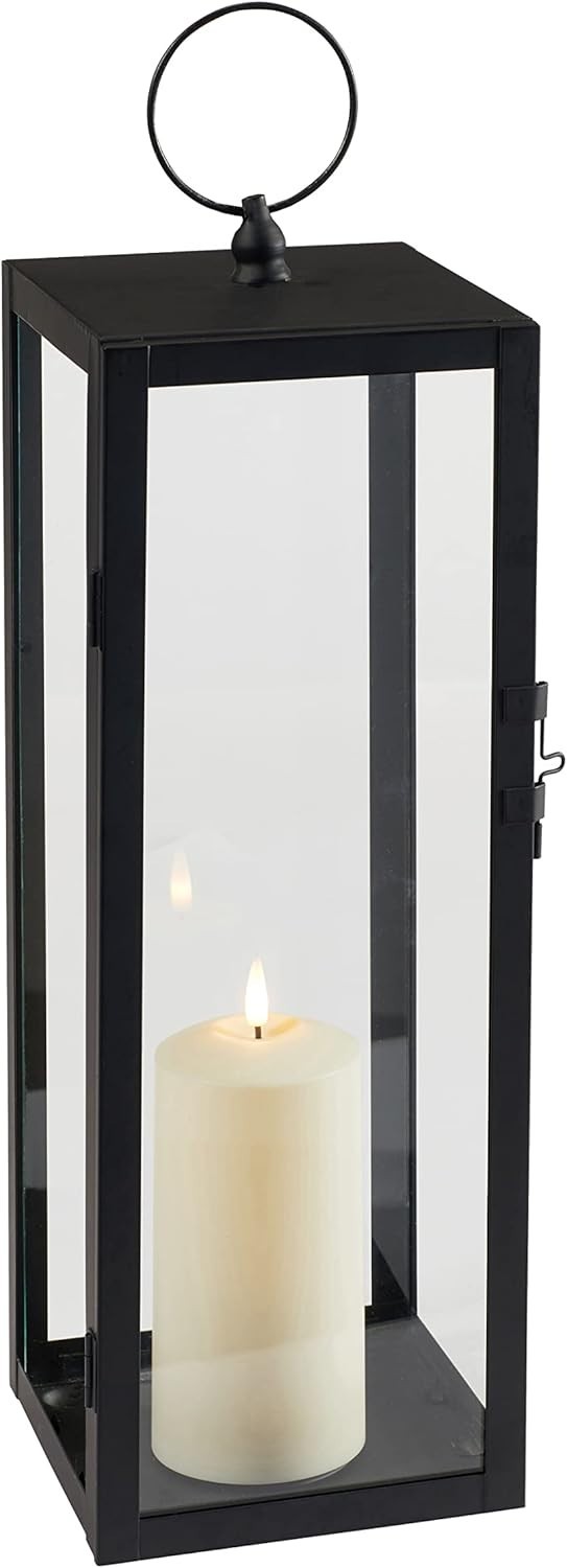 2 Pack Black Metal LED Candle Lanterns Outdoor