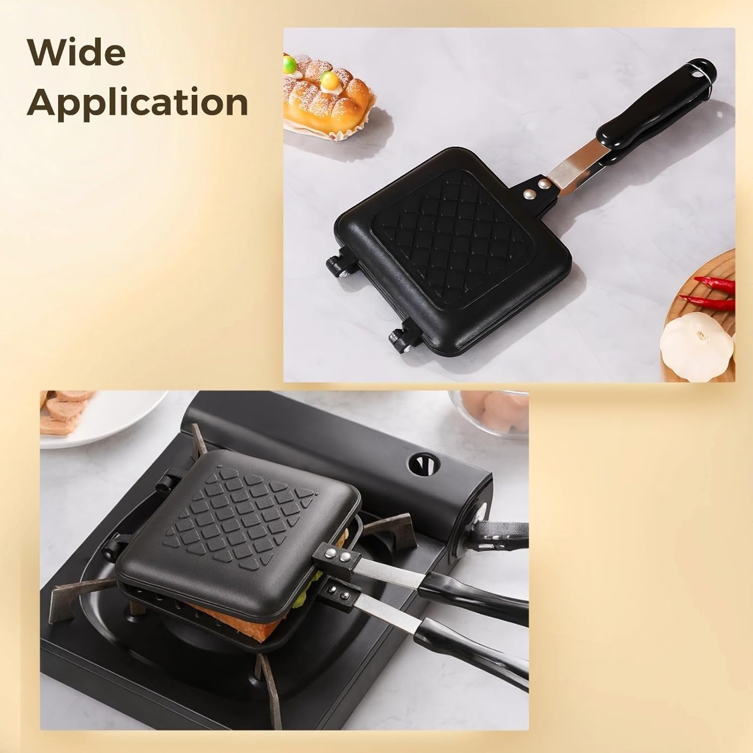 Dual-Sided Portable Sandwich & Waffle Panini Maker Non-Stick Grill