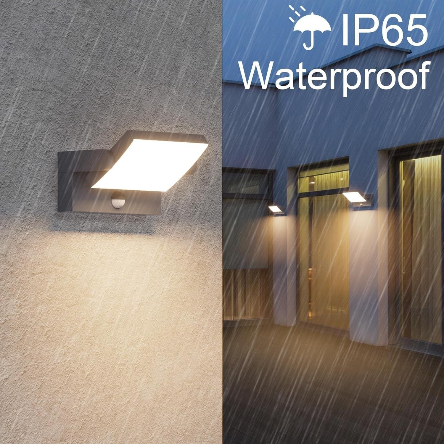 24W Outdoor Waterproof LED Wall Light with Motion Sensor & Swivel Panel Warm
