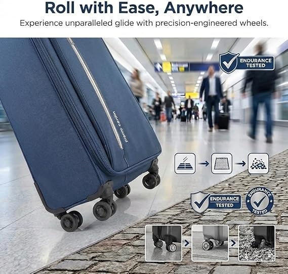 26 Inch Lightweight Soft Suitcase 4 Spinner Wheels Telescopic Handle 72L