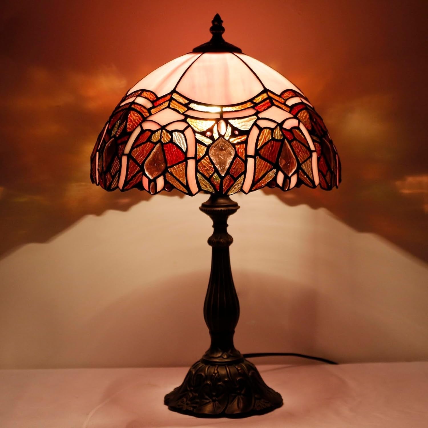 Stained Glass Tiffany Table Lamp 30x30x48cm Antique Style Warm Light