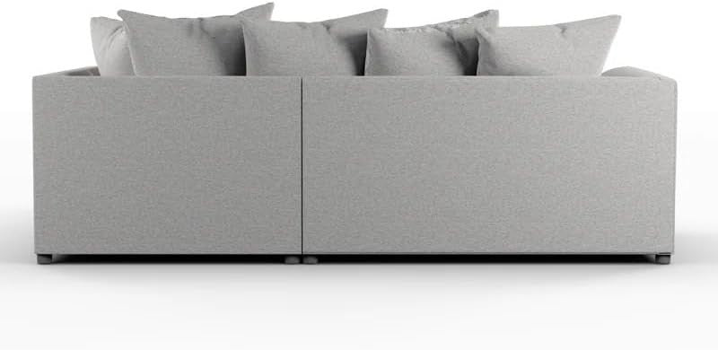 Light Grey L-Shaped 4-Seater Corner Sofa Soft Fabric Curved Arm Couch