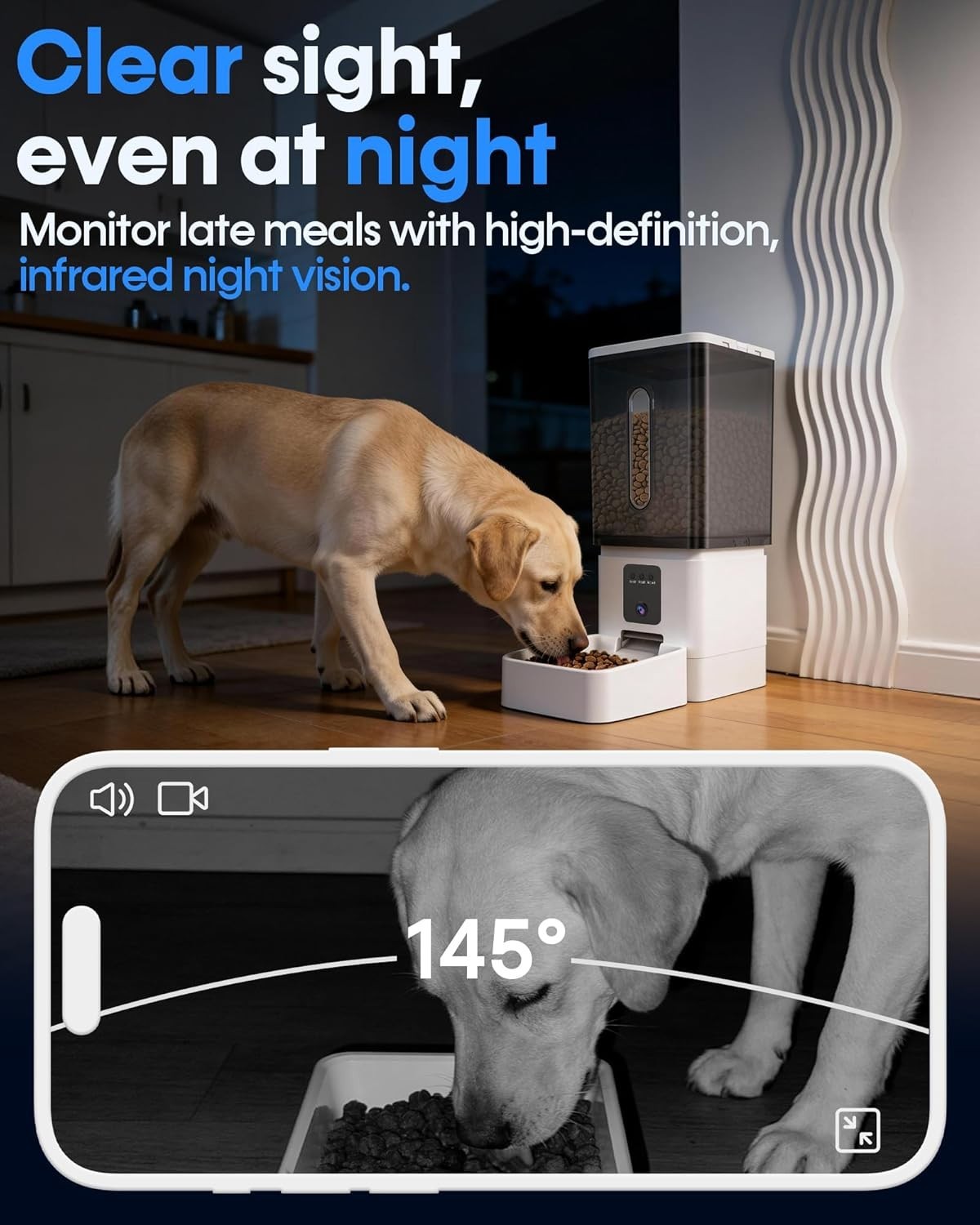 12L Smart Automatic Dog Feeder Camera WiFi App Control Large Breed