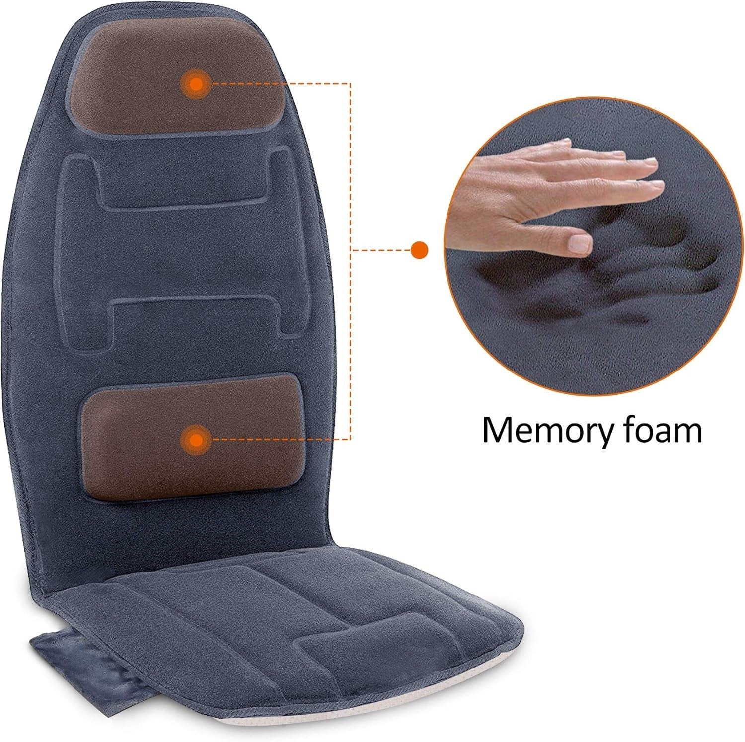 Vibration Back Massager Seat Pad with Heat 10 Motors Memory Foam Support Blue