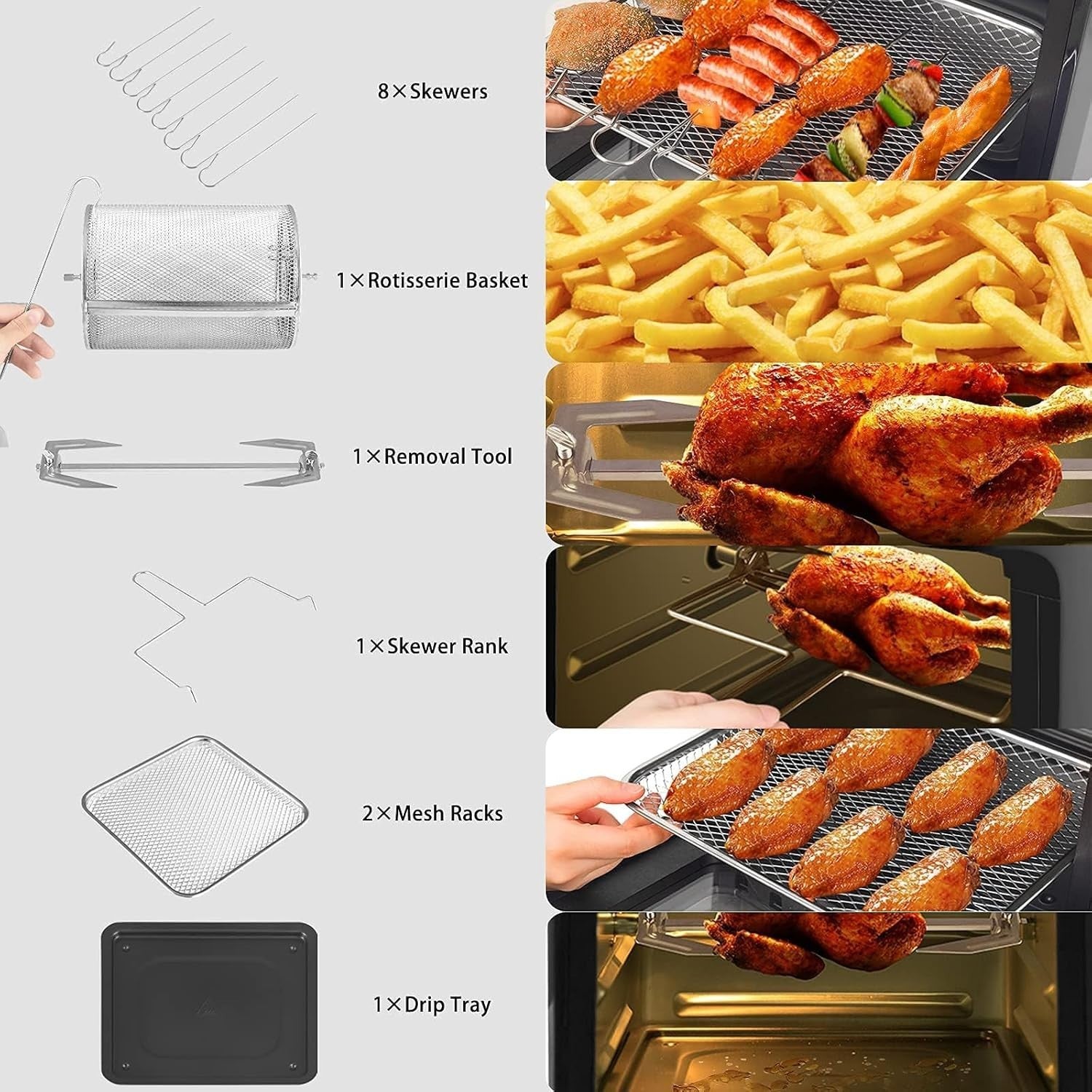 12L Digital Air Fryer Oven with Rotisserie, Dehydrator, 90-min Timer