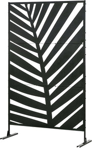 6.5FT Black Metal Garden Privacy Screen Banana Leaf Outdoor Divider Fence