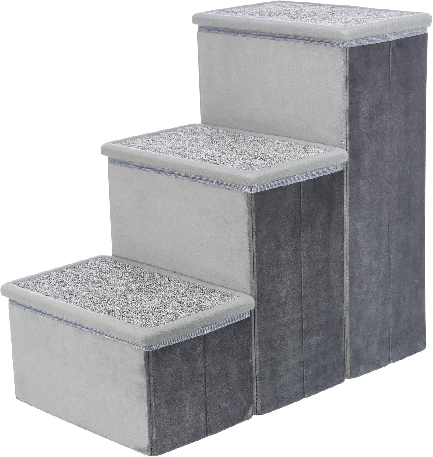 TRIXIE 3-Step Foldable Pet Stairs with Storage Compartments Gray