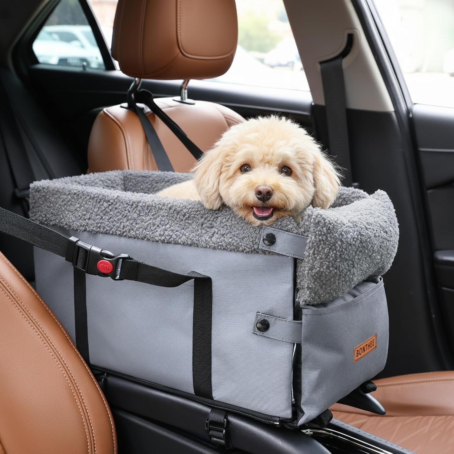 Dog Booster Seat Centre Console Pet Travel Carrier Safety Harness