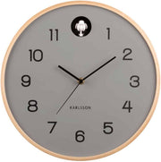 Modern Cuckoo Wall Clock Silent Wood Grey Minimalist Home Office Decor