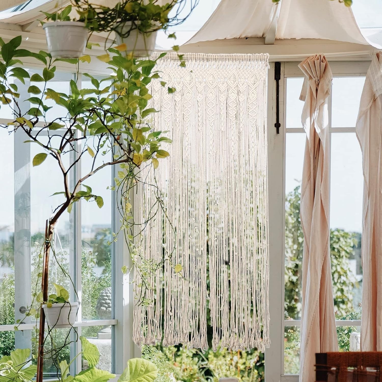 Macrame Curtain Wall Hanging 90x180cm Boho Handmade Cotton Decor