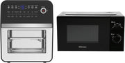 12L Air Fryer Oven + 20L 700W Microwave Set 5 Power Levels Defrost Black
