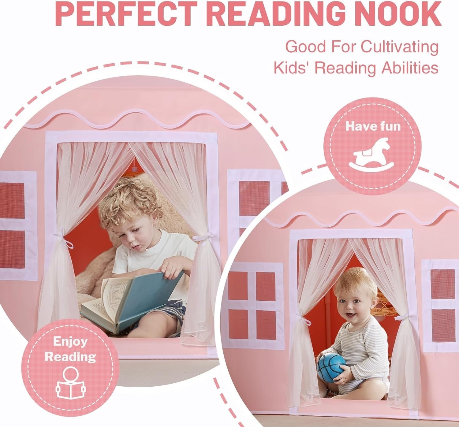 Kids Princess Play Tent with Mat Indoor Fairy Tale Playhouse Gift