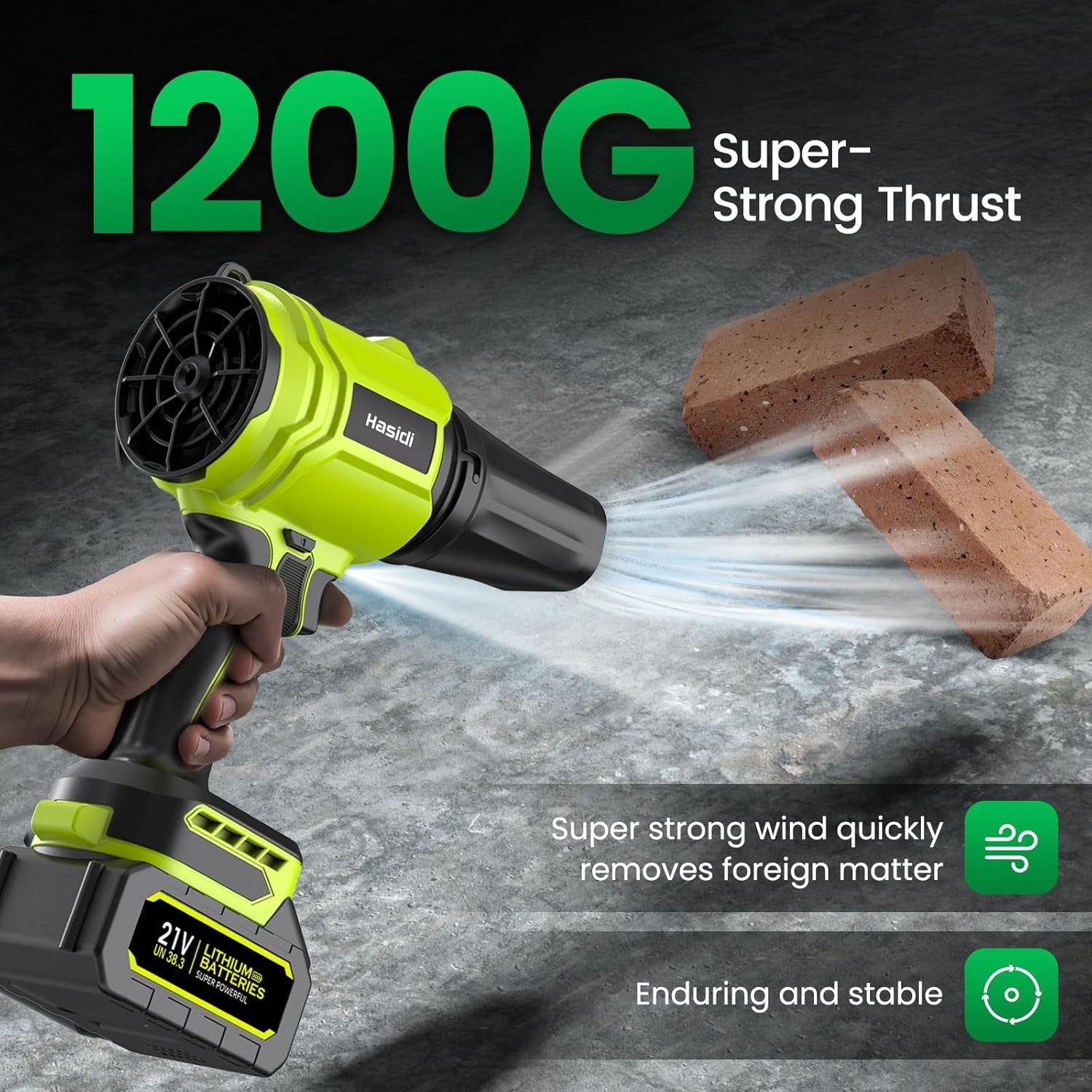 Cordless Leaf Blower 900000RPM High Speed 2 Batteries Lightweight Garden