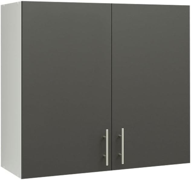 800mm Grey Kitchen Wall Cabinet, Space-Saving 2-Door Storage Cupboard