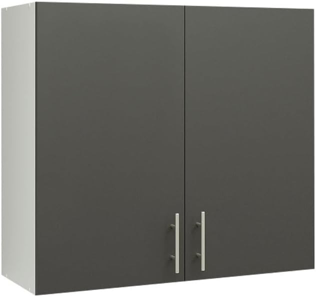 800mm Grey Kitchen Wall Cabinet, Space-Saving 2-Door Storage Cupboard