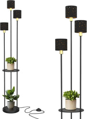 3 Light Floor Lamp with Shelves Tall Standing Lamp Modern Living Room
