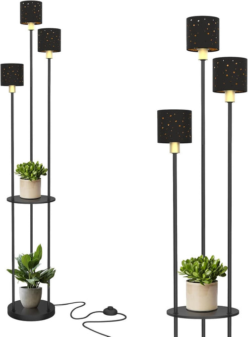 3 Light Floor Lamp with Shelves Tall Standing Lamp Modern Living Room
