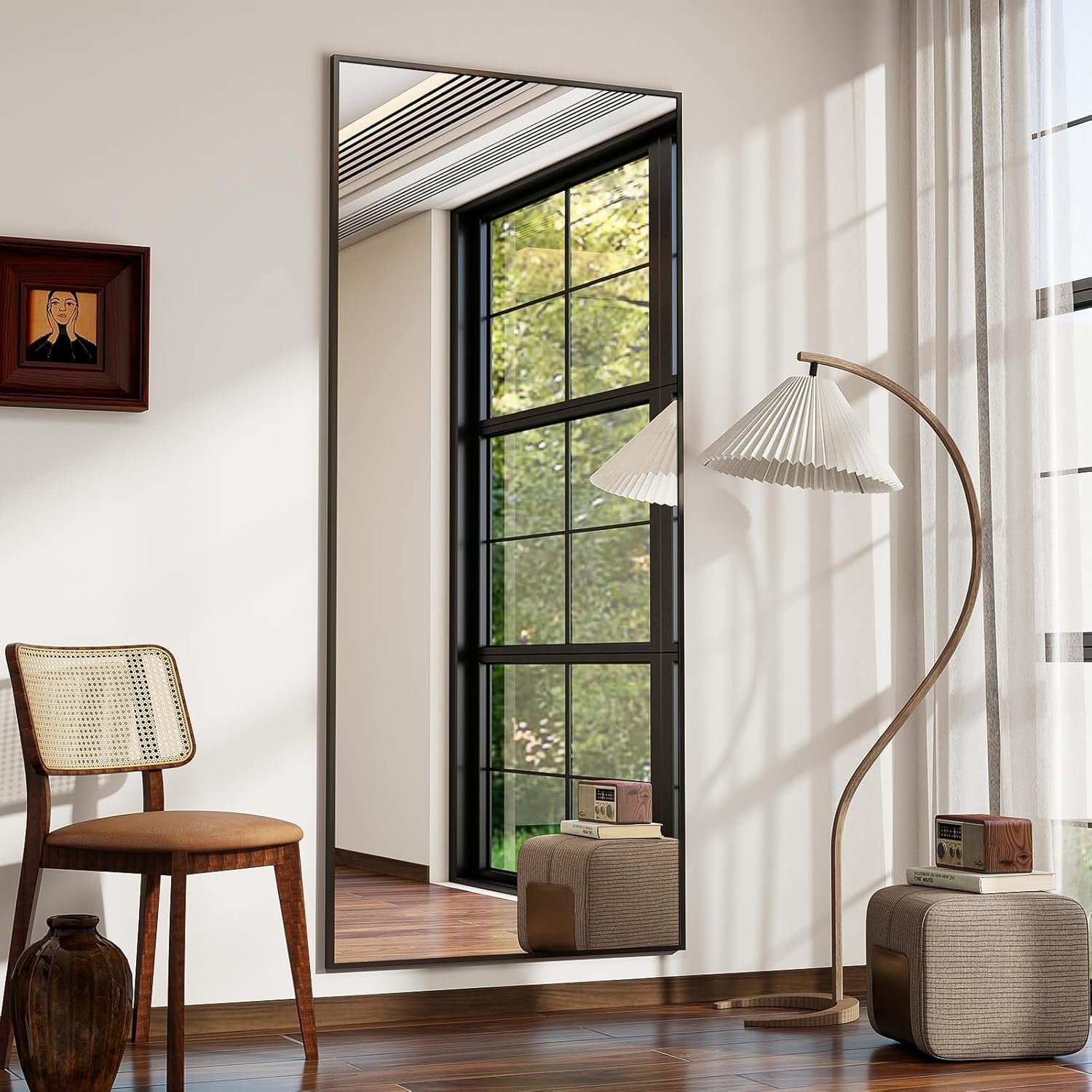 Full Length Floor Mirror 76x171cm Standing Hanging Leaning Modern Black