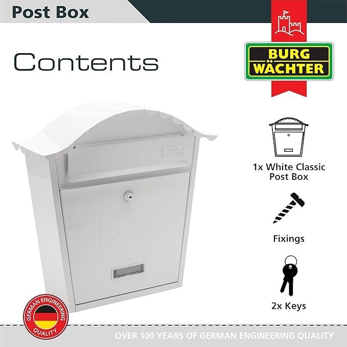 Wall Mounted Lockable Weatherproof Steel Post Box Secure Mail Slot 36x37x13cm