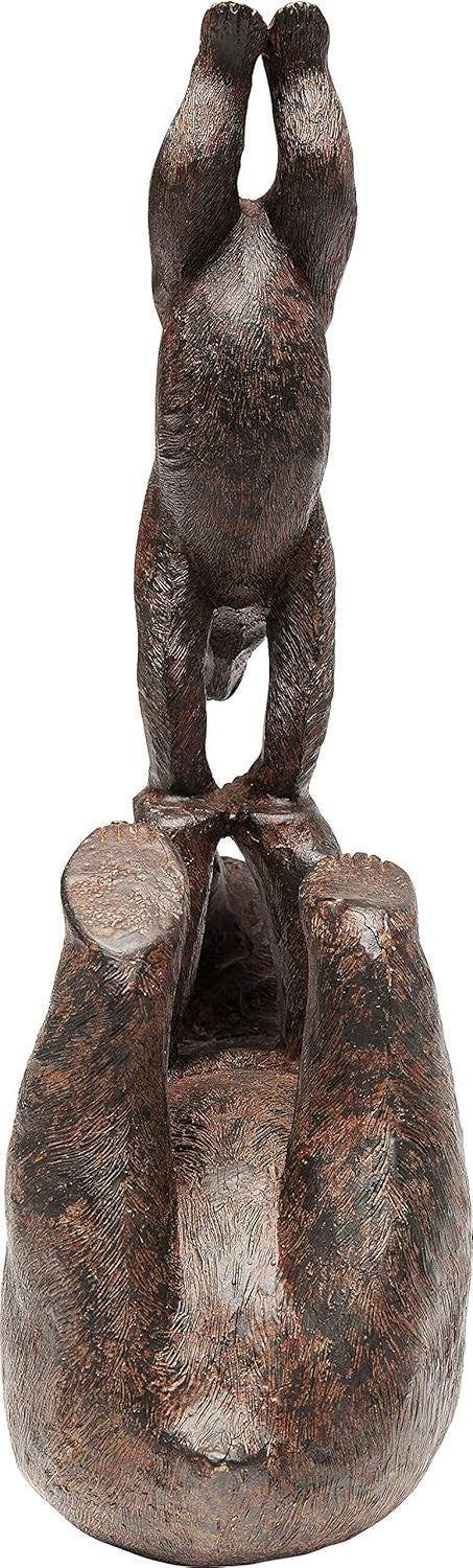 Handstand Bear Figurine Ornament | Handmade Brown Resin Decor | Cute Animal Gift