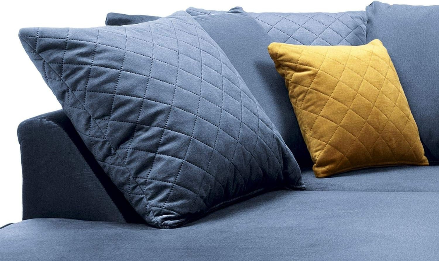 L-Shaped 3 Seater Corner Sofa Velvet Fabric Water-Repellent Dark Blue