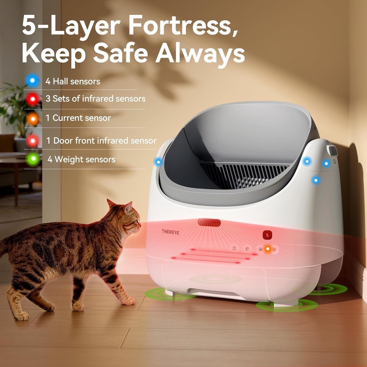 Self Cleaning Cat Litter Box APP Control XL Open Top Odor Control