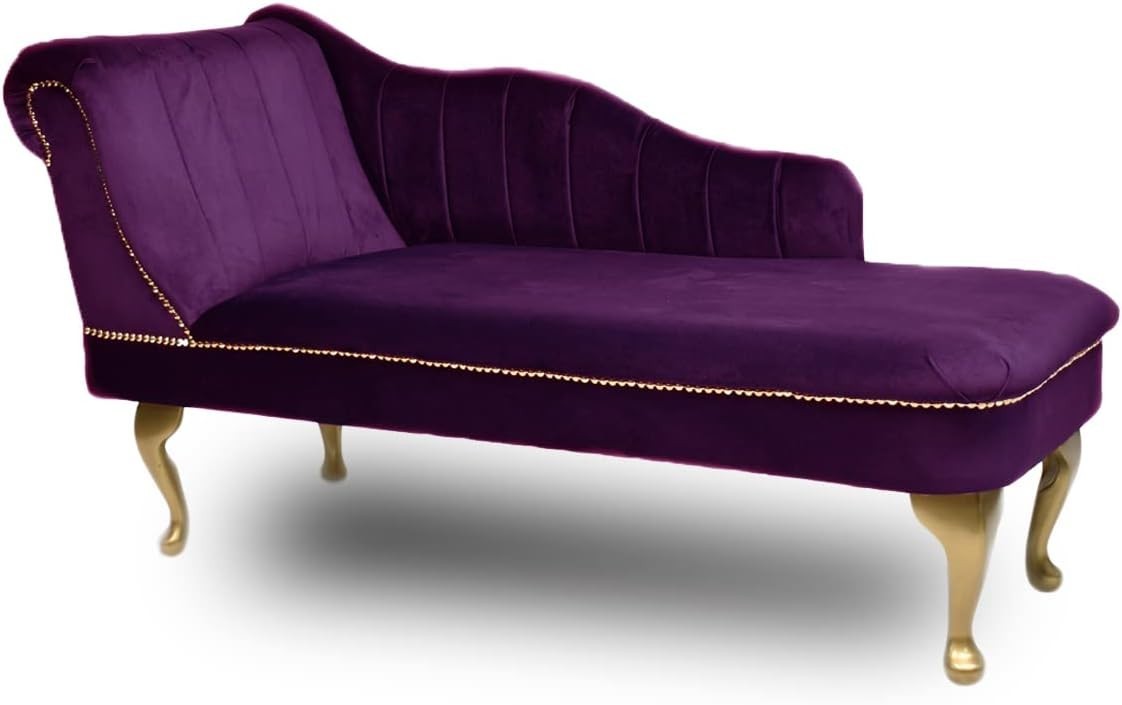 Luxury Tufted Velvet Chaise Lounge Sofa Left Hand Accent Chair Amethyst