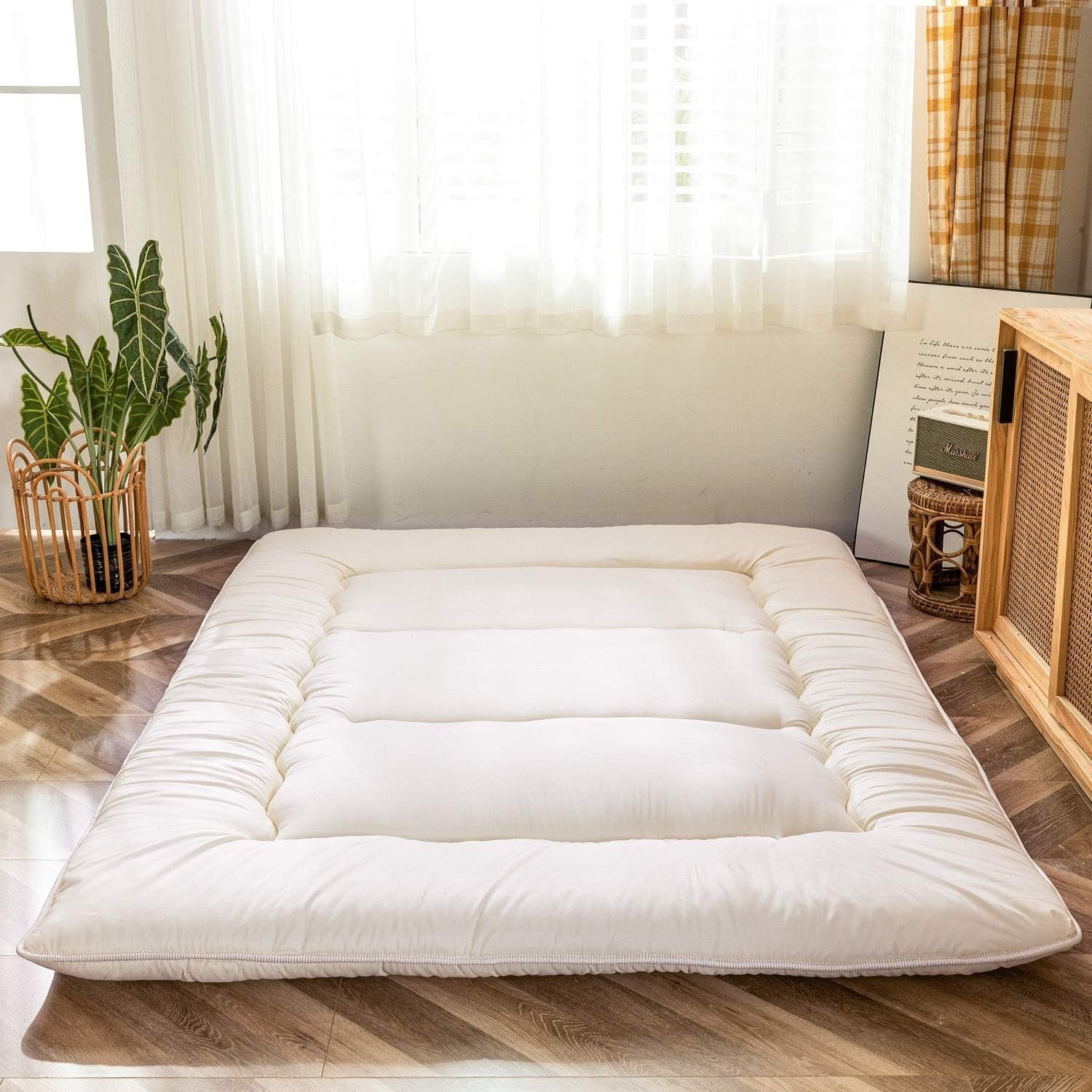 Extra Thick Japanese Floor Mattress | Memory Foam Sleeping Pad Guest Bed