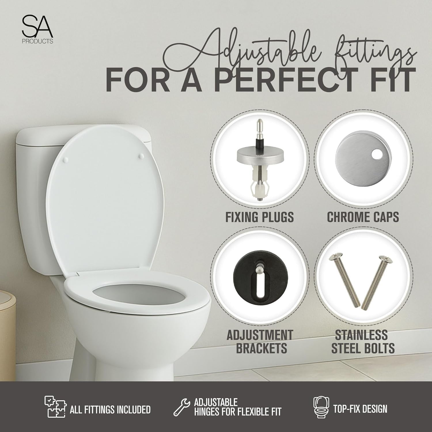 Quick Release Toilet Seat Soft Close Universal Bathroom Lid 44.1x36.5cm