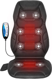 Heated Vibration Back Massager 8-Motor Chair Cushion Pain Relief Office Home