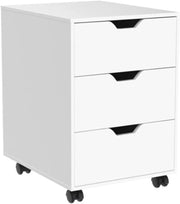 White Rolling Desk Pedestal 3 Drawer Under Desk Office Storage