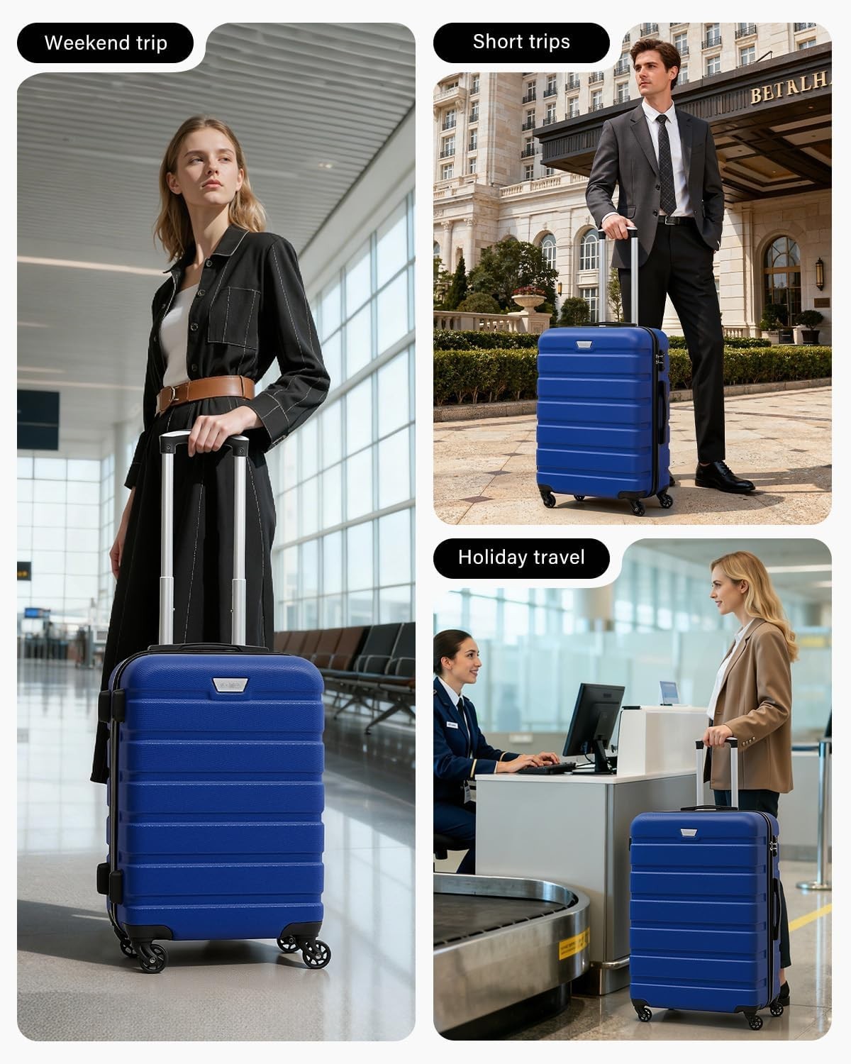 24in Hold Luggage Medium Suitcase Hard Shell TSA Lock Silent Wheels