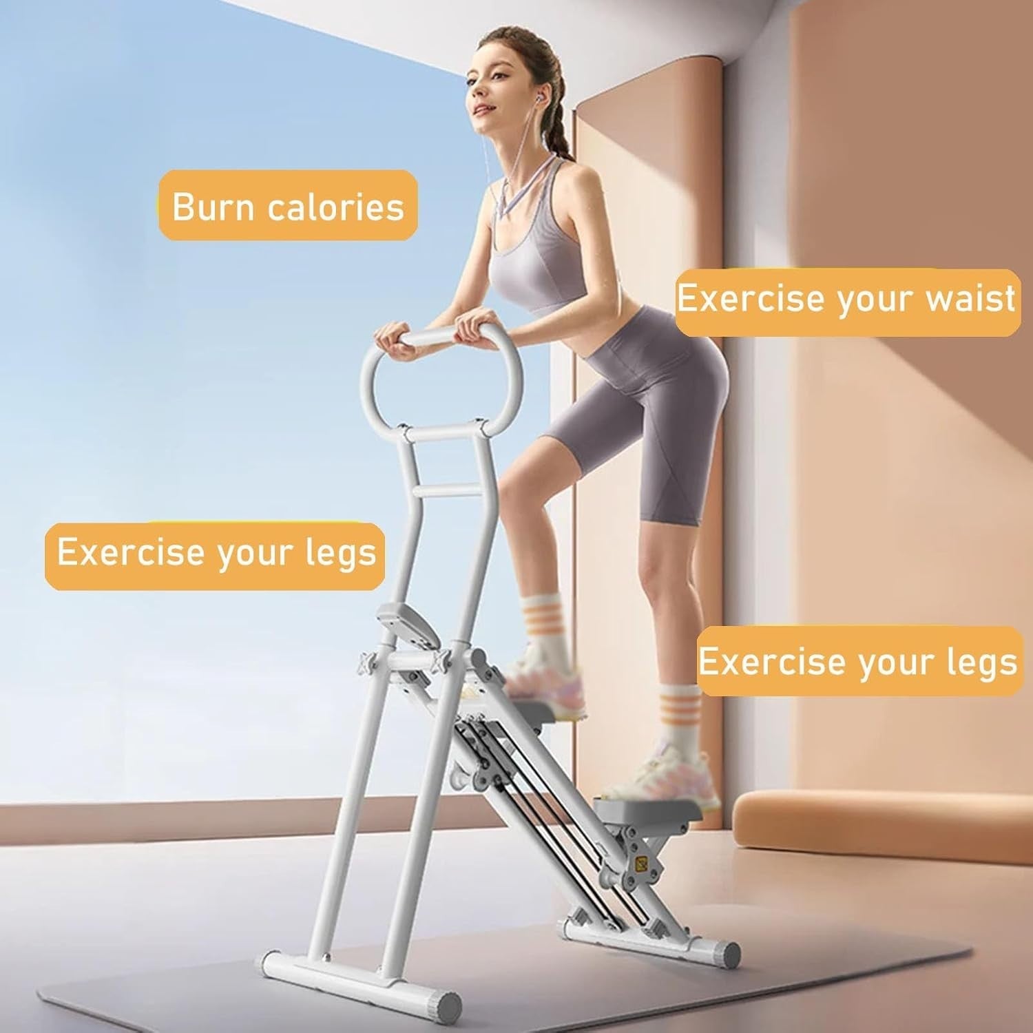 Foldable Vertical Climber Exercise Machine w/ LED Monitor & 264lb Capacity