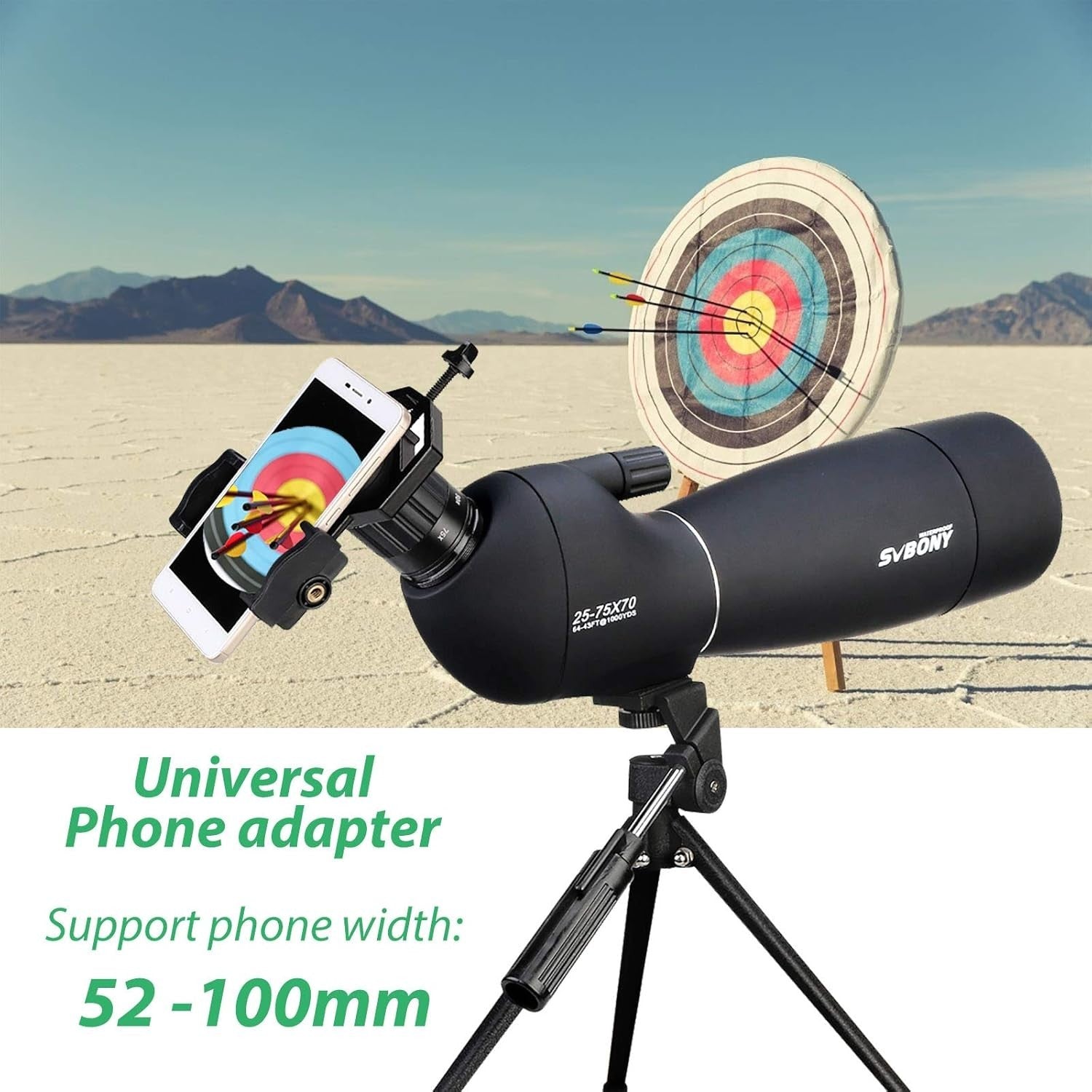 SV28 25-75x70 Black Spotting Scope HD BAK4 Prism Tripod