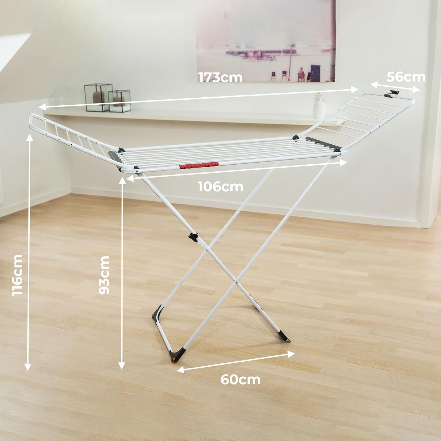 Indoor Clothes Airer 20m Drying Space Foldable X-Leg Compact Laundry Rack