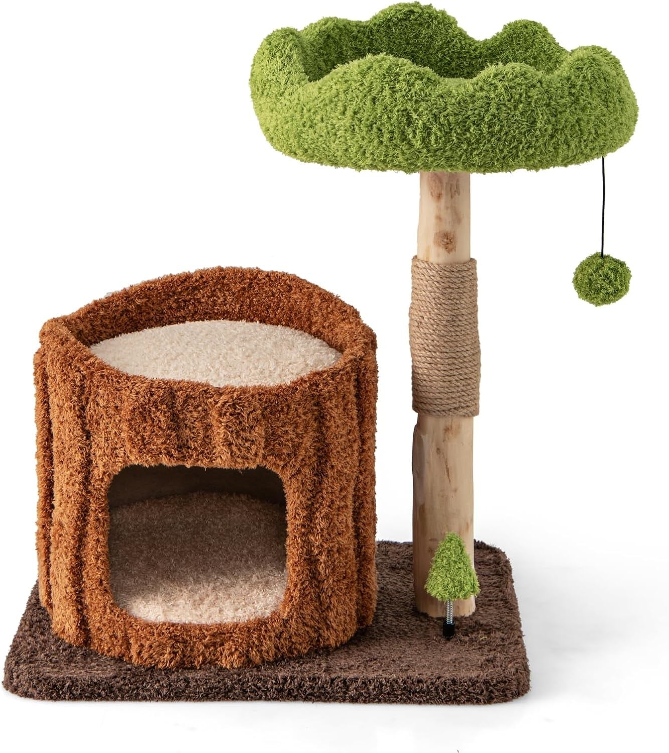 Cat Tree with Condo Scratching Post Hanging Toy Modern Indoor Kitten Tower