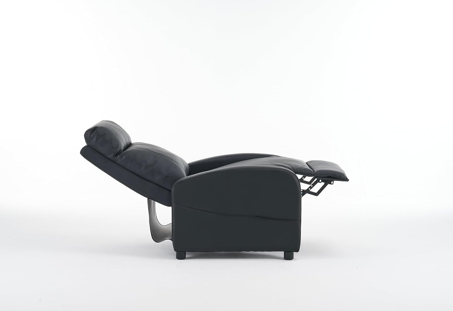 Recliner Armchair Black PU Leather Lounge Chair Adjustable Back & Footrest