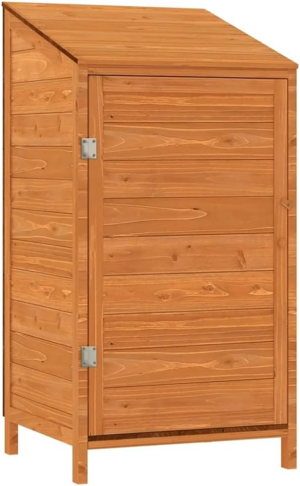 Solid Fir Wood Garden Shed 55x52x112cm Outdoor Tool Storage Brown