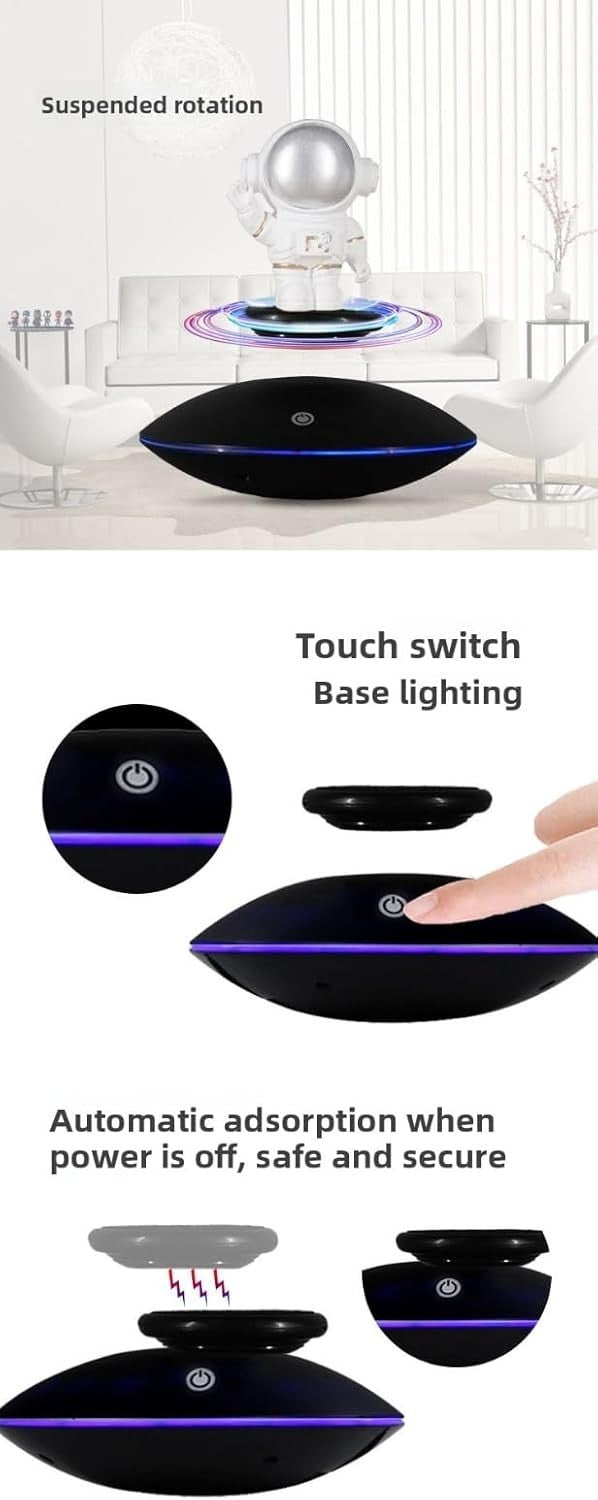 Magnetic Levitation Display Stand Black, Floating Rotating LED Showcase
