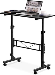 Adjustable Standing Desk Mobile Laptop Desk with Wheels 80x40cm Black