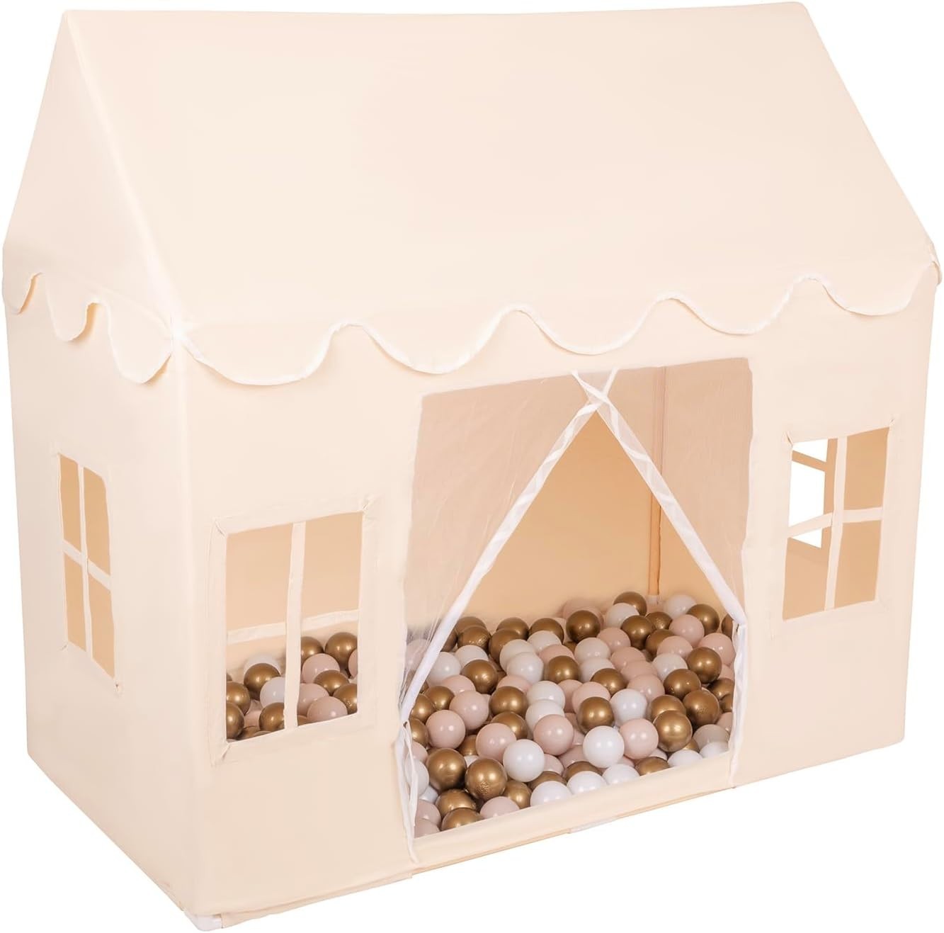 Kids Foldable Cotton Playhouse Tent w 200 Balls Indoor Outdoor Den