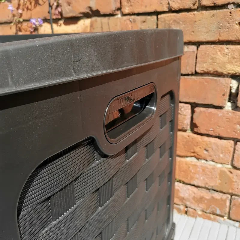 335L Outdoor Rattan Storage Box Bench Seat Black Waterproof Chest