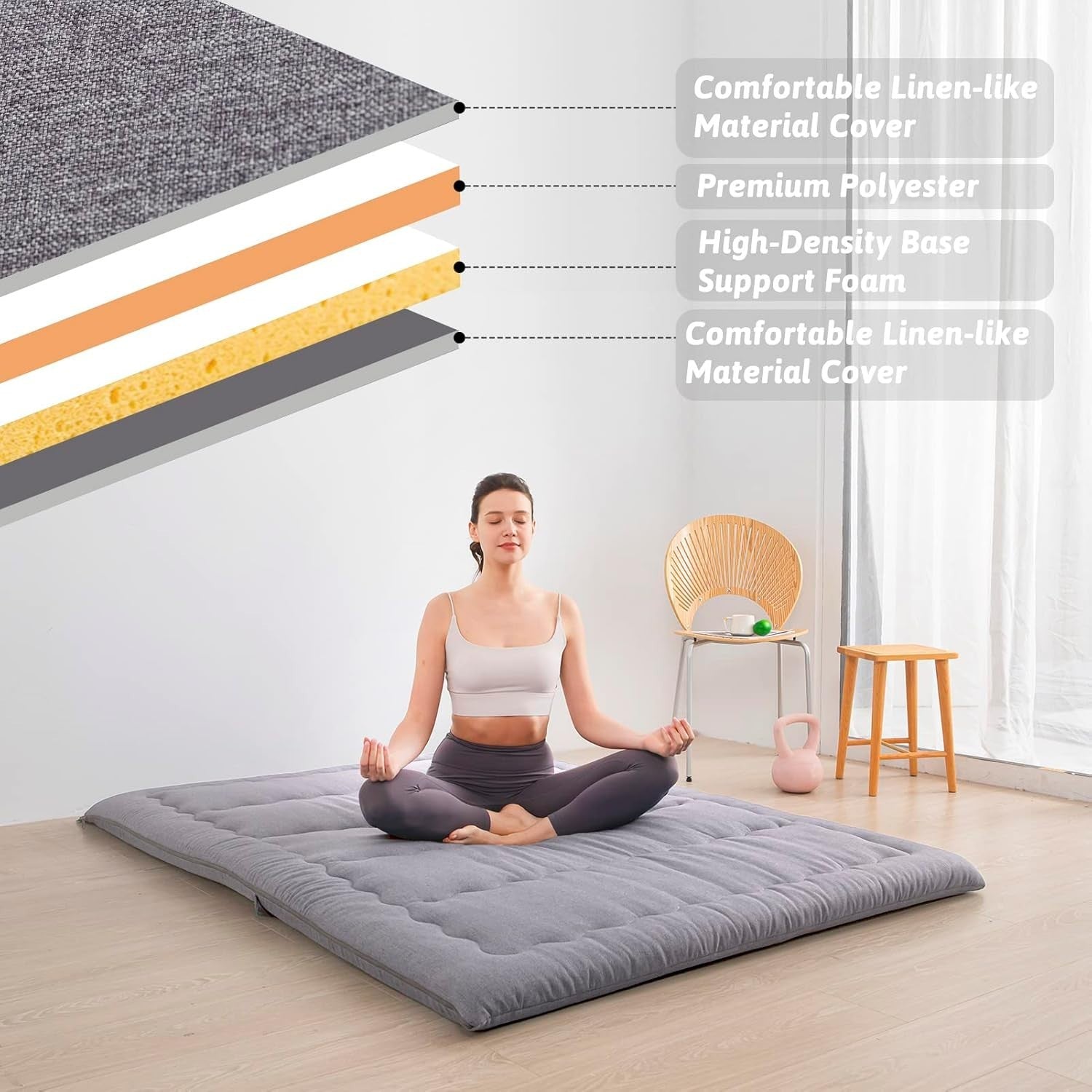 Foldable Floor Futon Mattress Single 10cm Thick Foam Bed Guest Camping