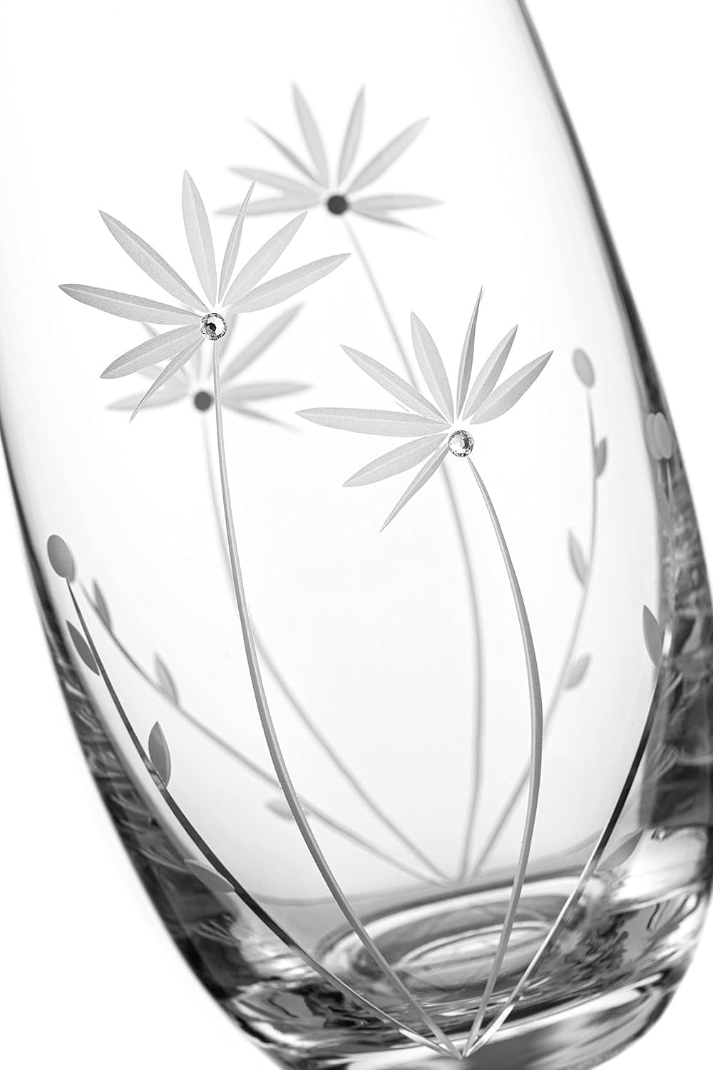 Hand Cut Crystal Flower Vase 25cm Clear Glass Luxury Table Home Decor