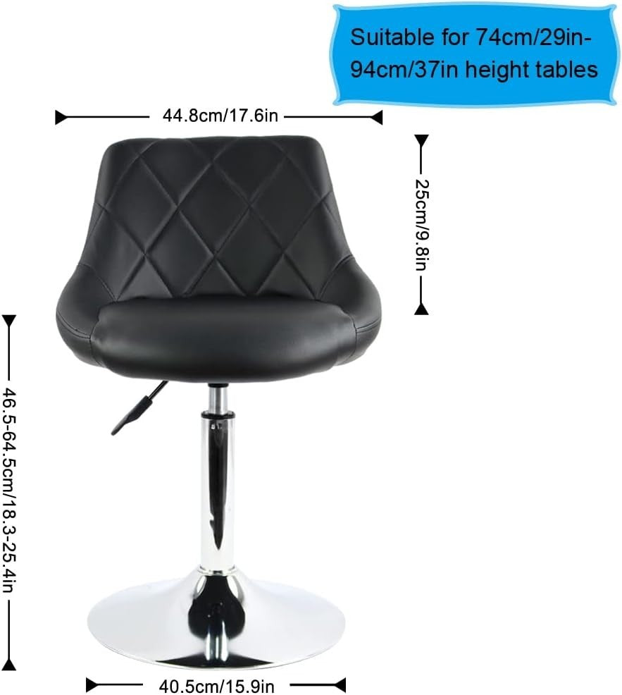 Adjustable PU Leather Swivel Bar Stool | Low Counter Breakfast Chair