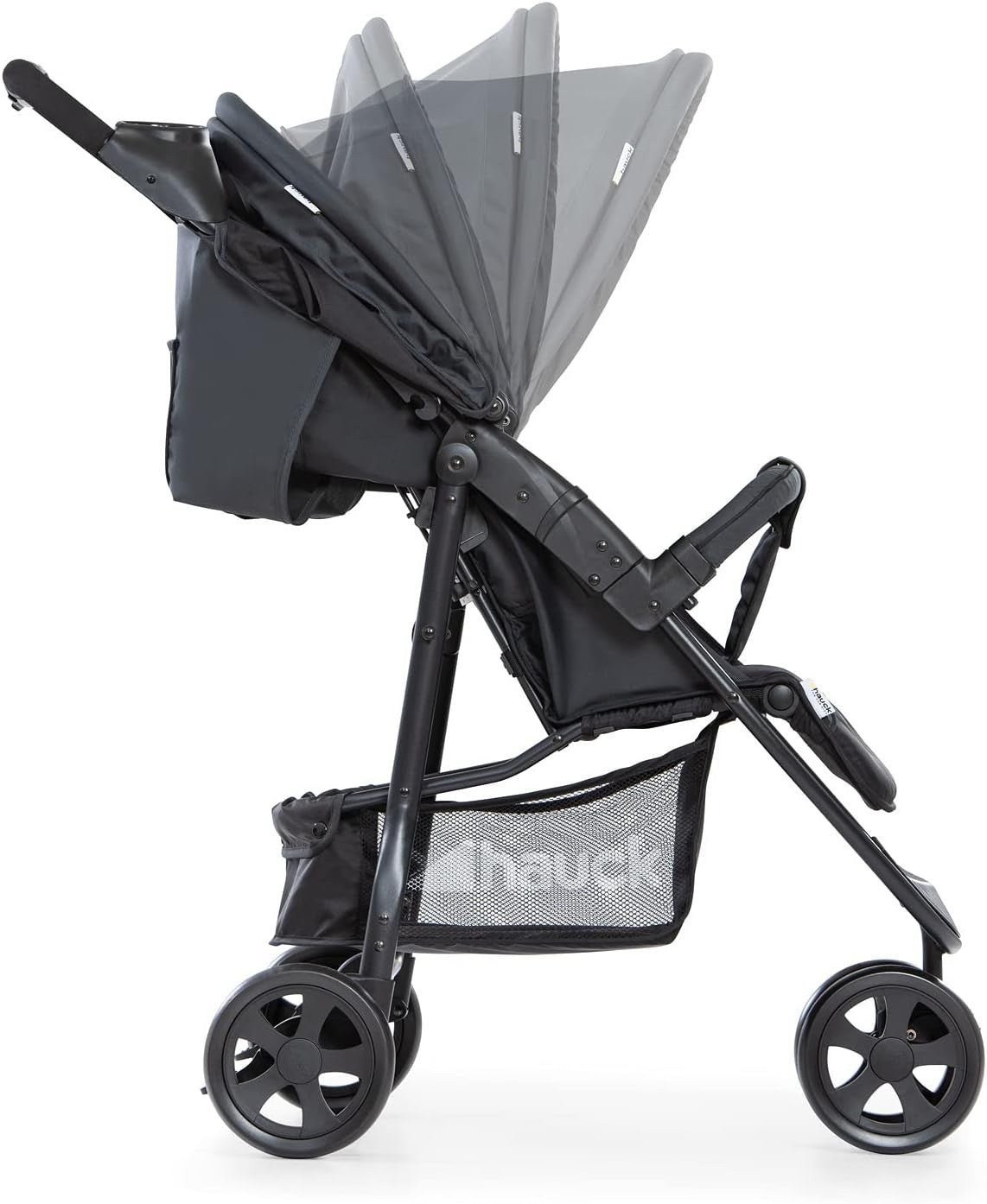Lightweight 3 Wheel Pushchair Compact One-Hand Fold Stroller XL Basket Caviar
