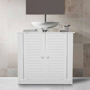 White Bathroom Sink Cabinet with 2 Doors Under Sink Storage Unit 30x52x51cm