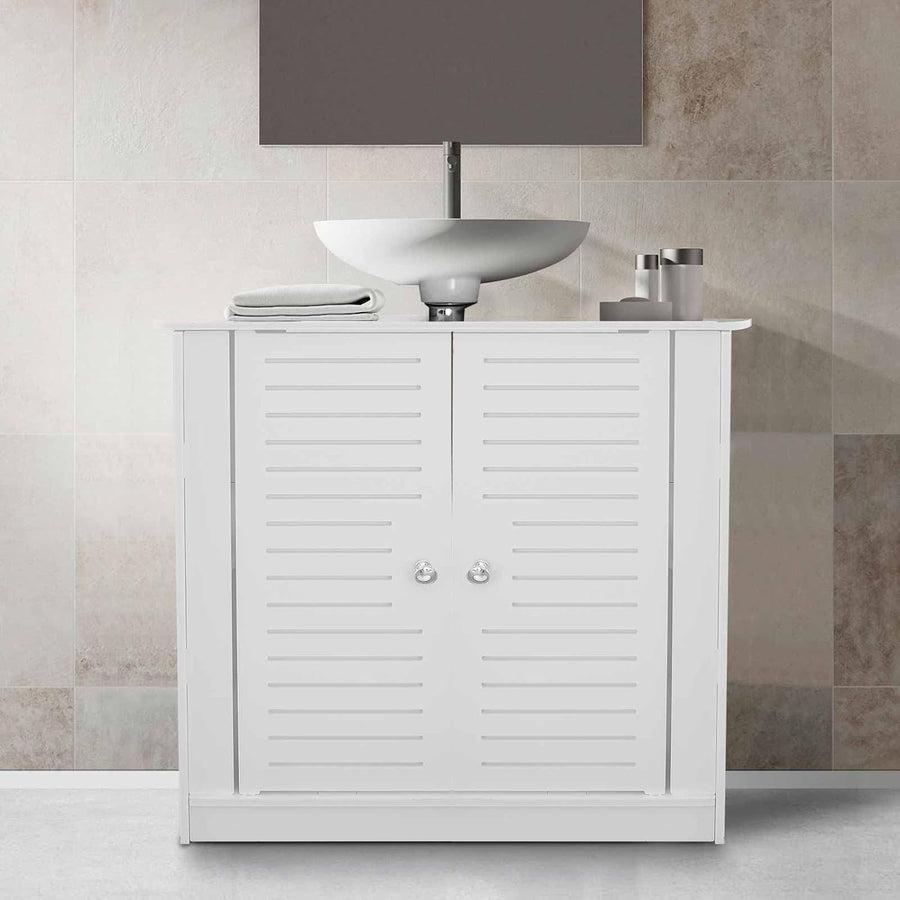 White Bathroom Sink Cabinet with 2 Doors Under Sink Storage Unit 30x52x51cm