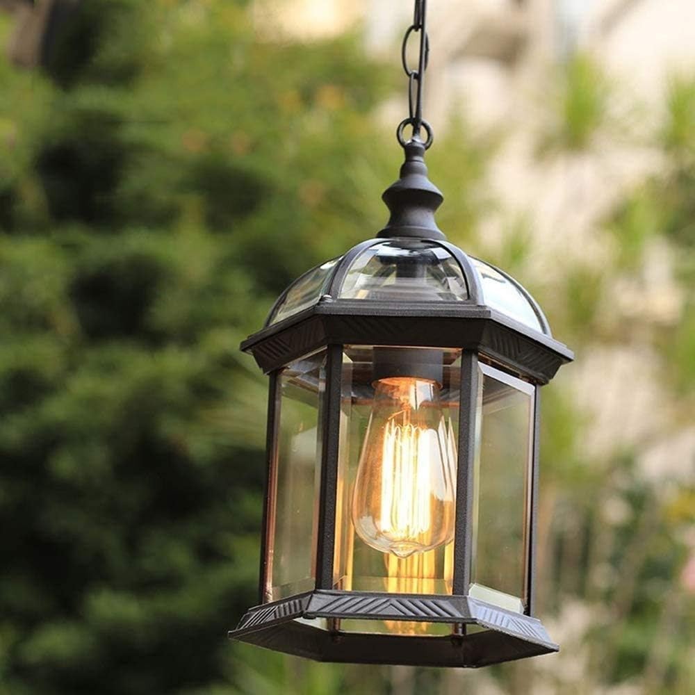 Retro Black Outdoor Hanging Lantern – IP23 E27 Pendant, Adjustable