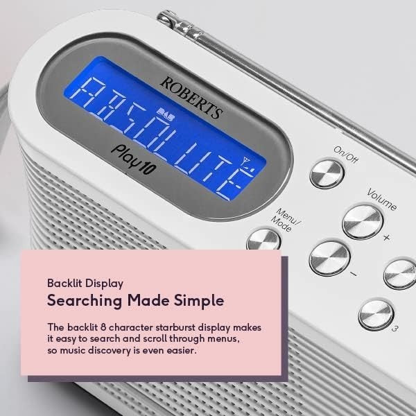 Portable DAB+ FM Digital Radio Alarm Clock White Battery Powered